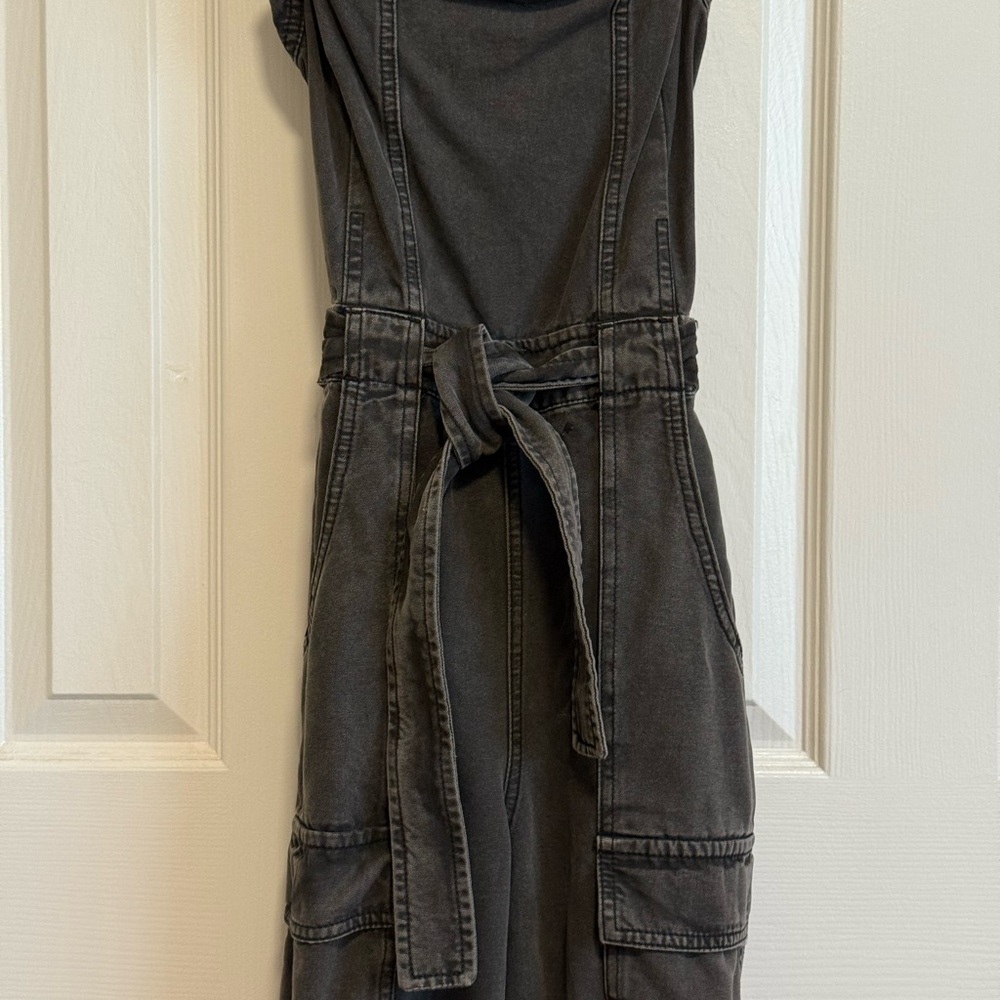 Free People Washed Charcoal Cargo Overalls - Picture 3 of 11